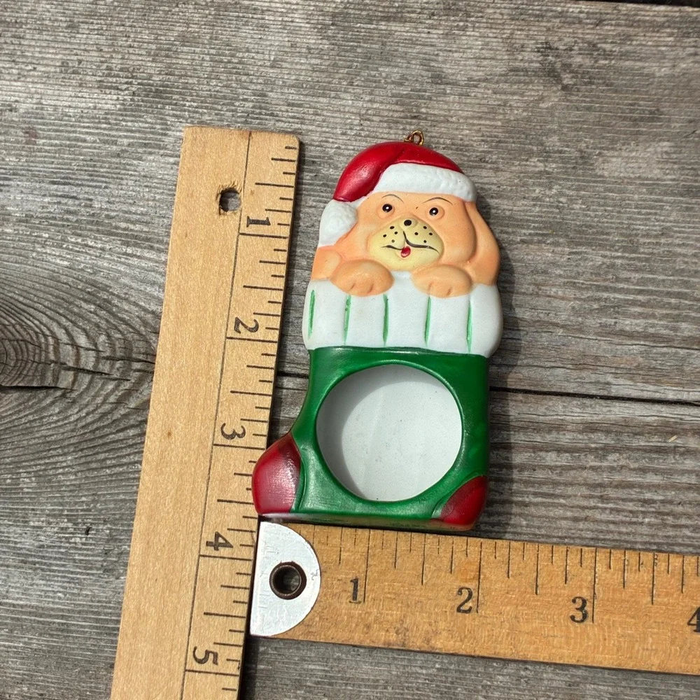 Giftco Photo Pals Porcelain Ornament Dog Stocking Picture Frame Christmas